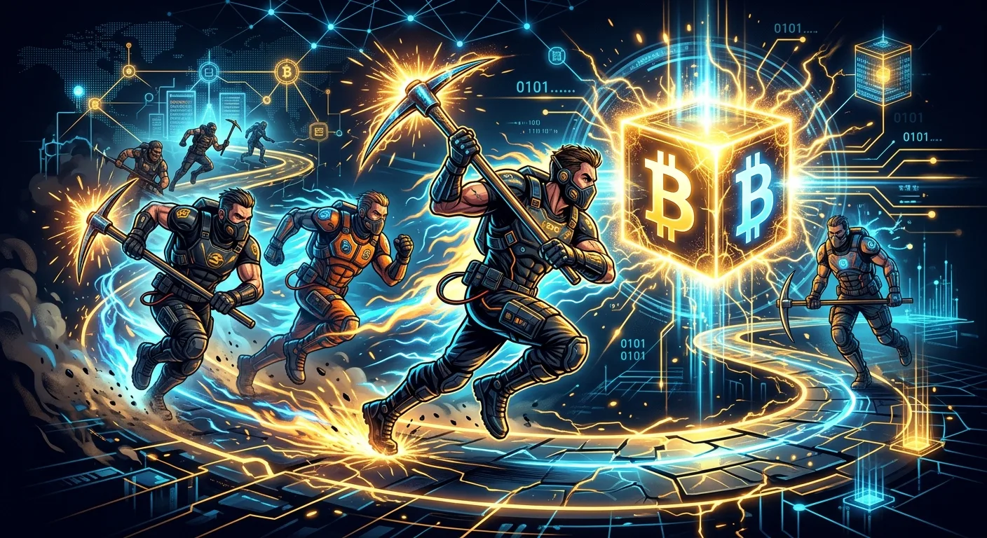 Competencia en minería de Bitcoin - mineros digitales compitiendo