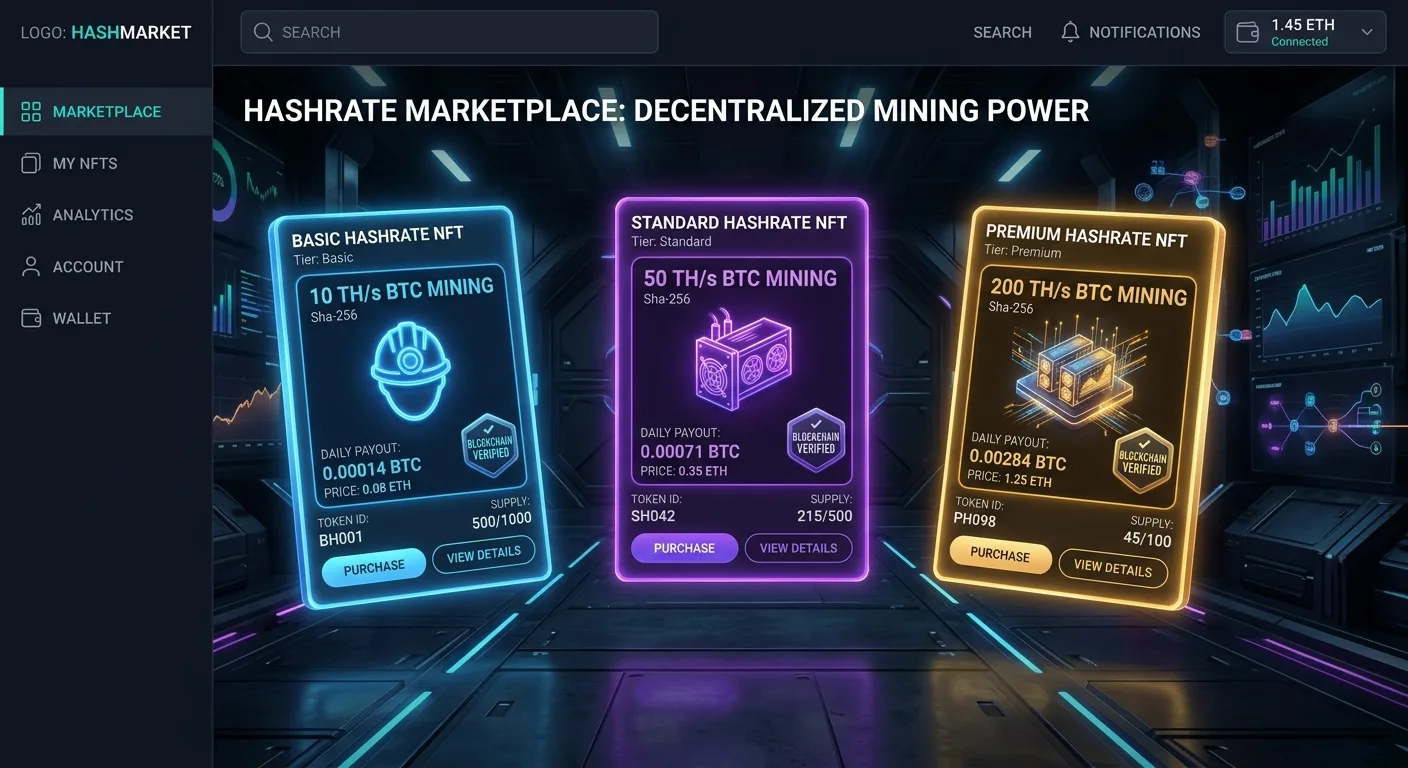 Marketplace de NFTs para hashrate de minería