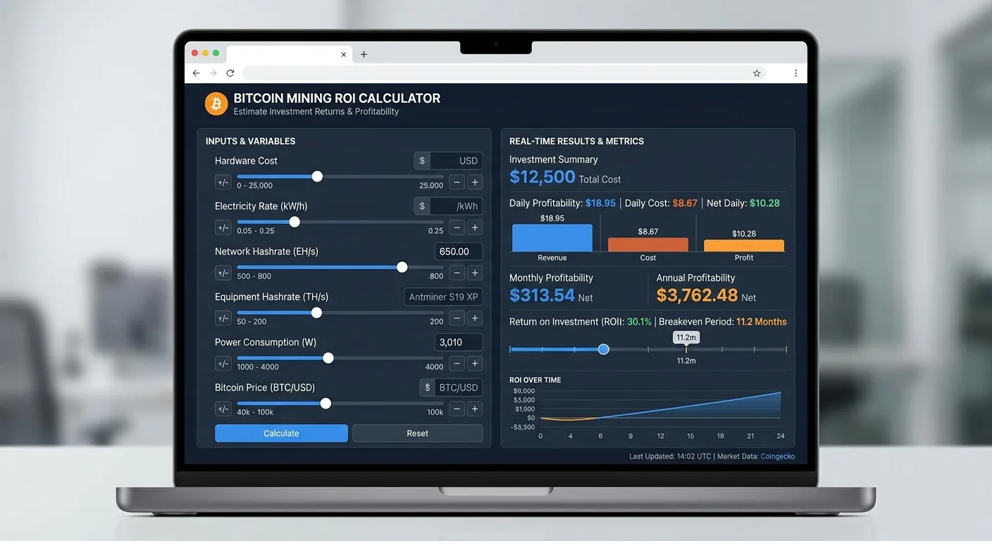 Calculadora interactiva de rentabilidad minera